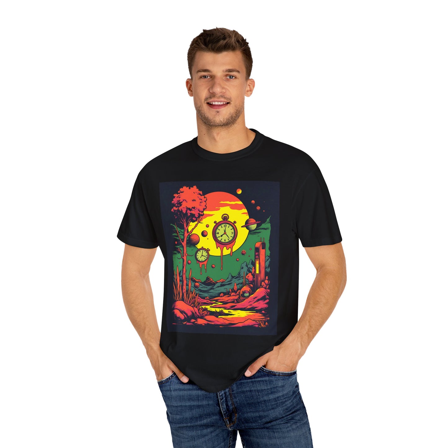 Unisex Garment-Dyed T-shirt | Surreal Dripping Geometry