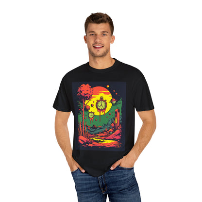 Unisex Garment-Dyed T-shirt | Surreal Dripping Geometry