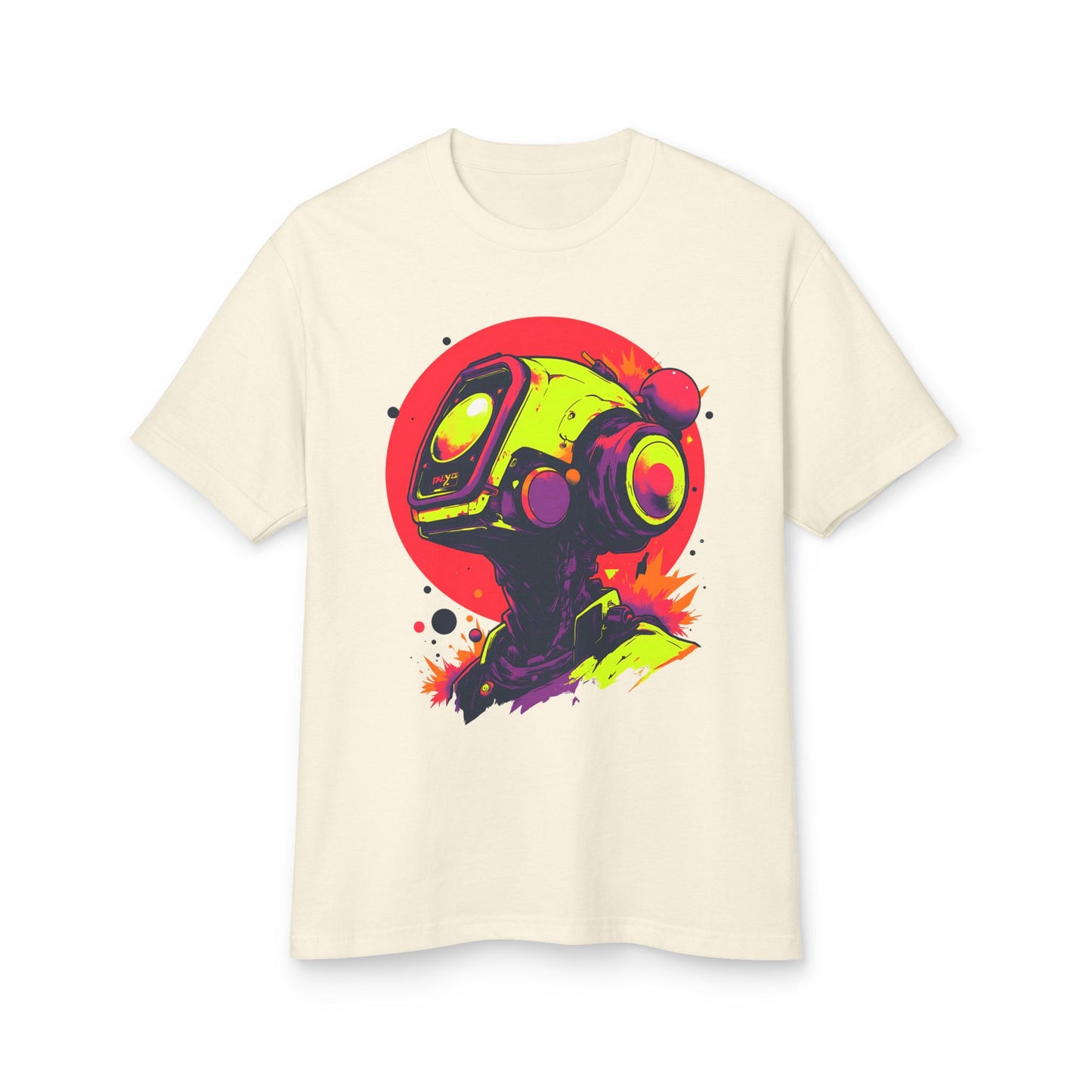 Unisex Garment-Dyed Heavyweight Cotton Tee | Y2K Abstract Robot T-Shirt Design