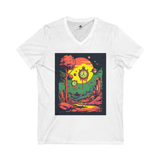 Unisex Jersey Short Sleeve V-Neck Tee | Surreal Dripping Geometry
