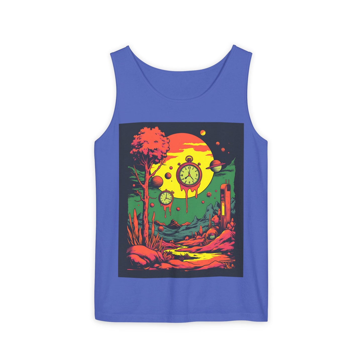 Unisex Garment-Dyed Tank Top | Surreal Dripping Geometry