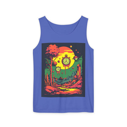 Unisex Garment-Dyed Tank Top | Surreal Dripping Geometry