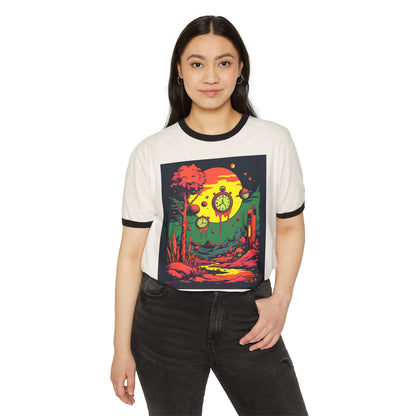 Unisex Cotton Ringer T-Shirt | Surreal Dripping Geometry