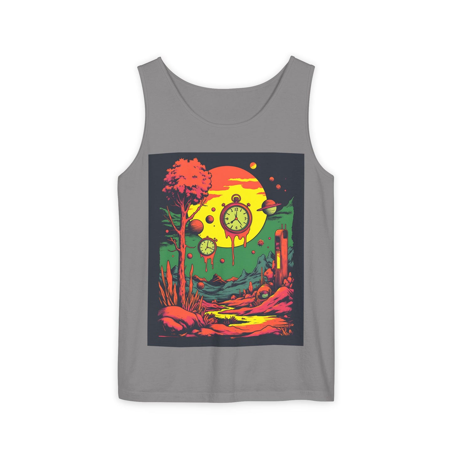 Unisex Garment-Dyed Tank Top | Surreal Dripping Geometry