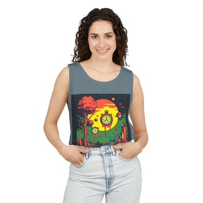 Unisex Garment-Dyed Tank Top | Surreal Dripping Geometry