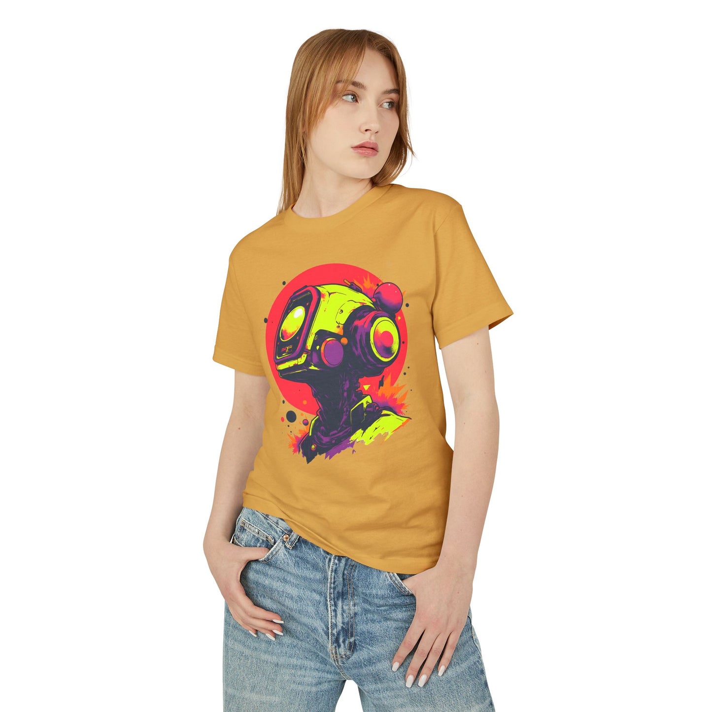 Unisex Garment-Dyed Heavyweight Cotton Tee | Y2K Abstract Robot T-Shirt Design
