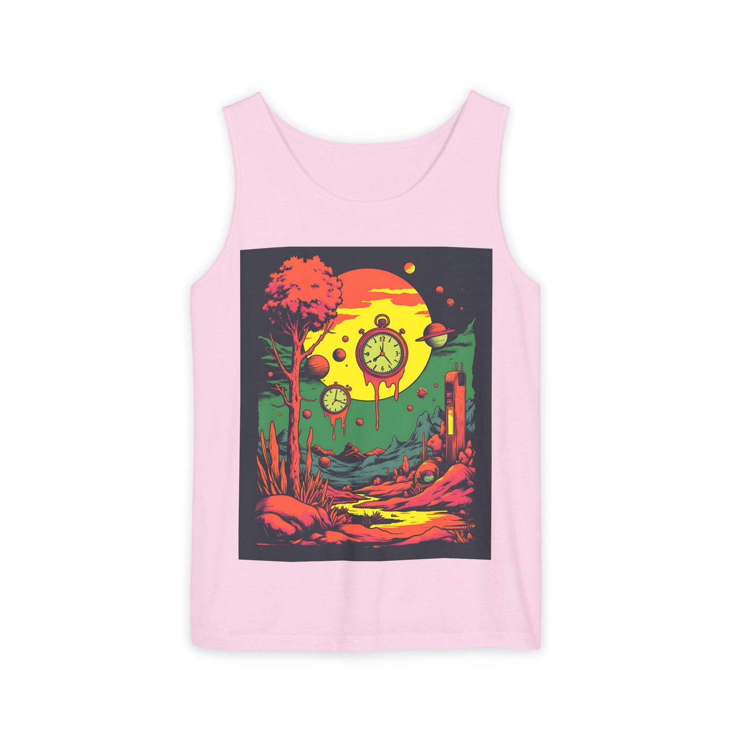 Unisex Garment-Dyed Tank Top | Surreal Dripping Geometry