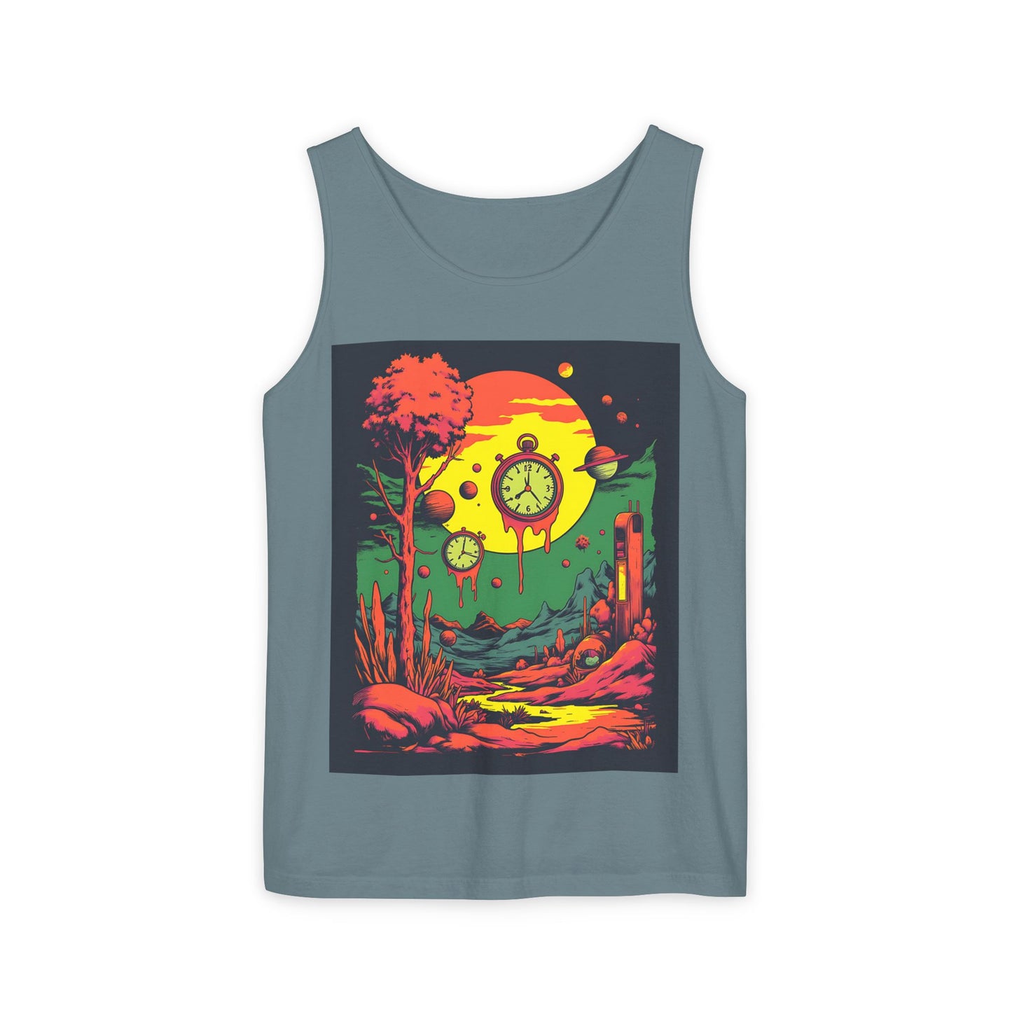 Unisex Garment-Dyed Tank Top | Surreal Dripping Geometry