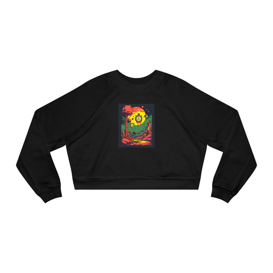Women's Cropped Fleece Pullover | Surreal Dripping Geometry
