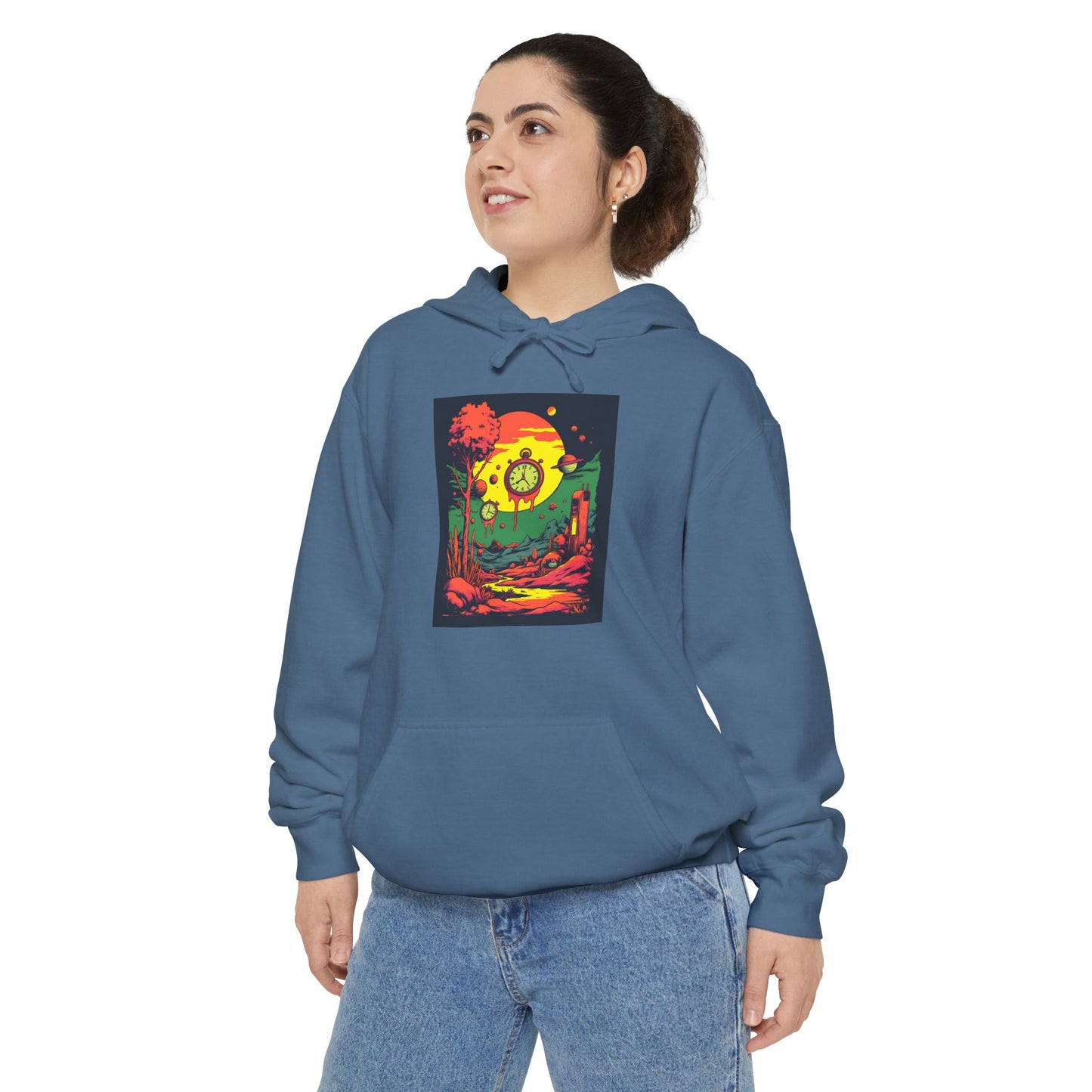 Unisex Garment-Dyed Hoodie | Surreal Dripping Geometry