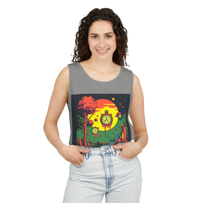 Unisex Garment-Dyed Tank Top | Surreal Dripping Geometry