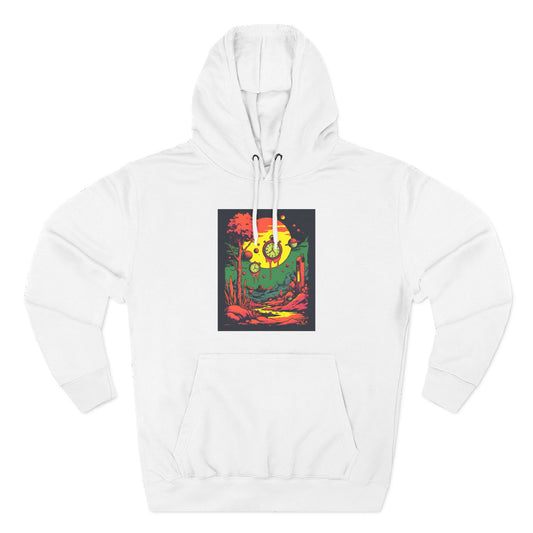 Three-Panel Fleece Hoodie | Surreal Dripping Geometry