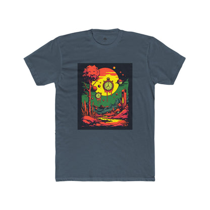 Unisex Cotton Crew Tee | Surreal Dripping Geometry