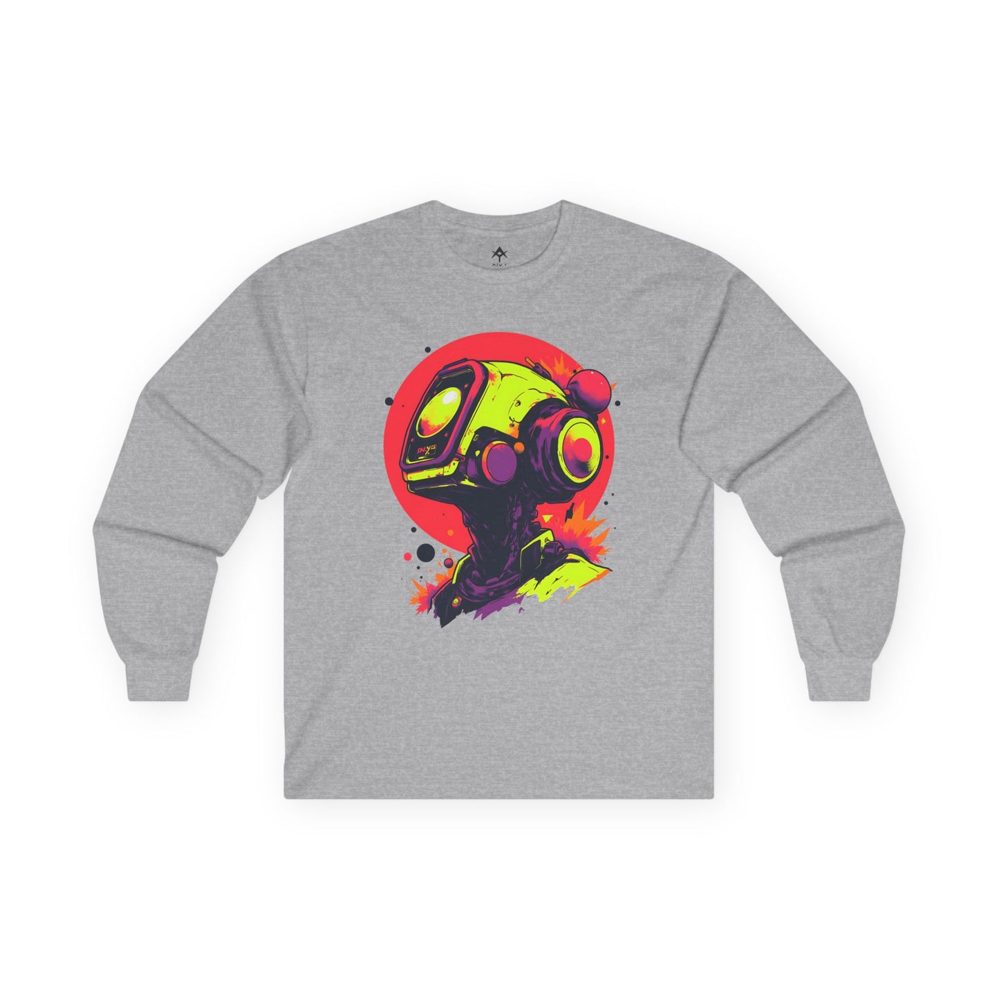 Unisex Ultra Cotton Long Sleeve Tee | Y2K Abstract Robot T-Shirt Design
