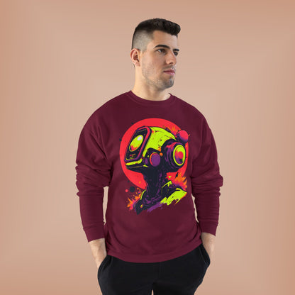 Unisex EcoSmart® Crewneck Sweatshirt | Y2K Abstract Robot T-Shirt Design