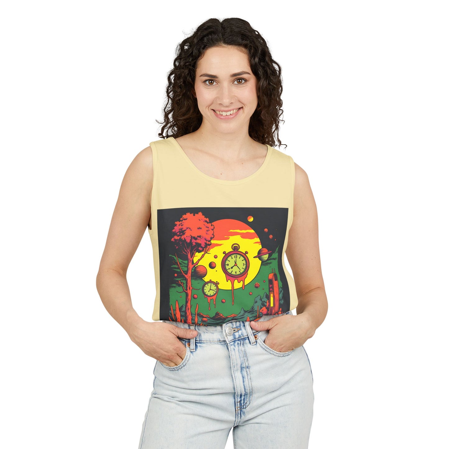 Unisex Garment-Dyed Tank Top | Surreal Dripping Geometry