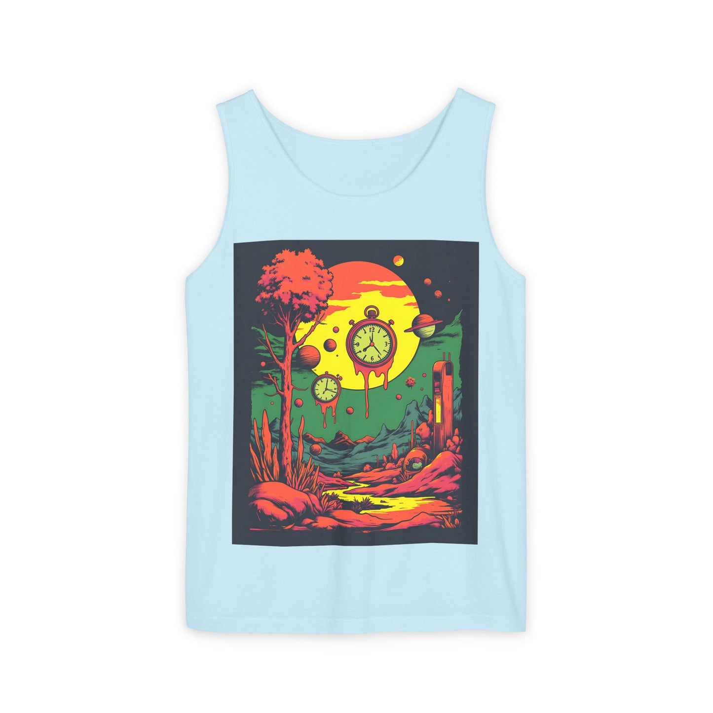 Unisex Garment-Dyed Tank Top | Surreal Dripping Geometry