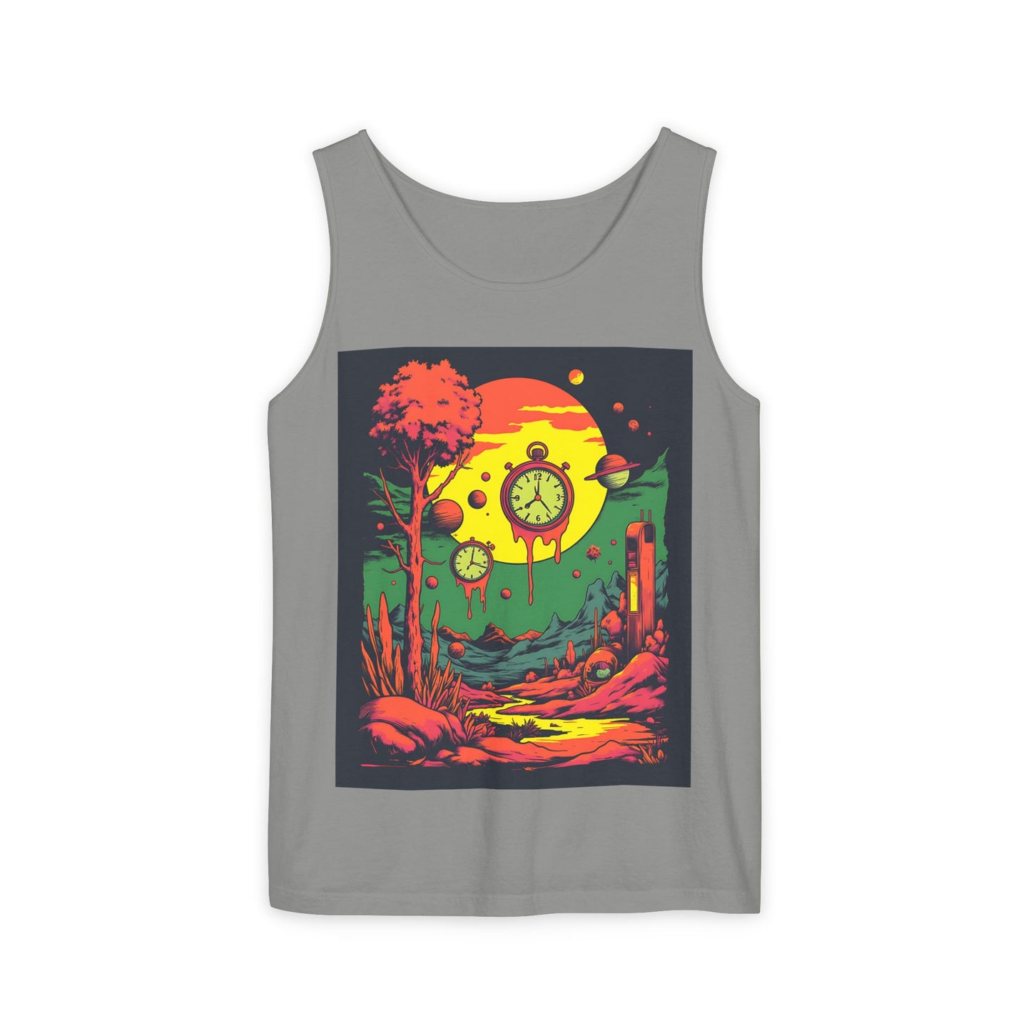 Unisex Garment-Dyed Tank Top | Surreal Dripping Geometry