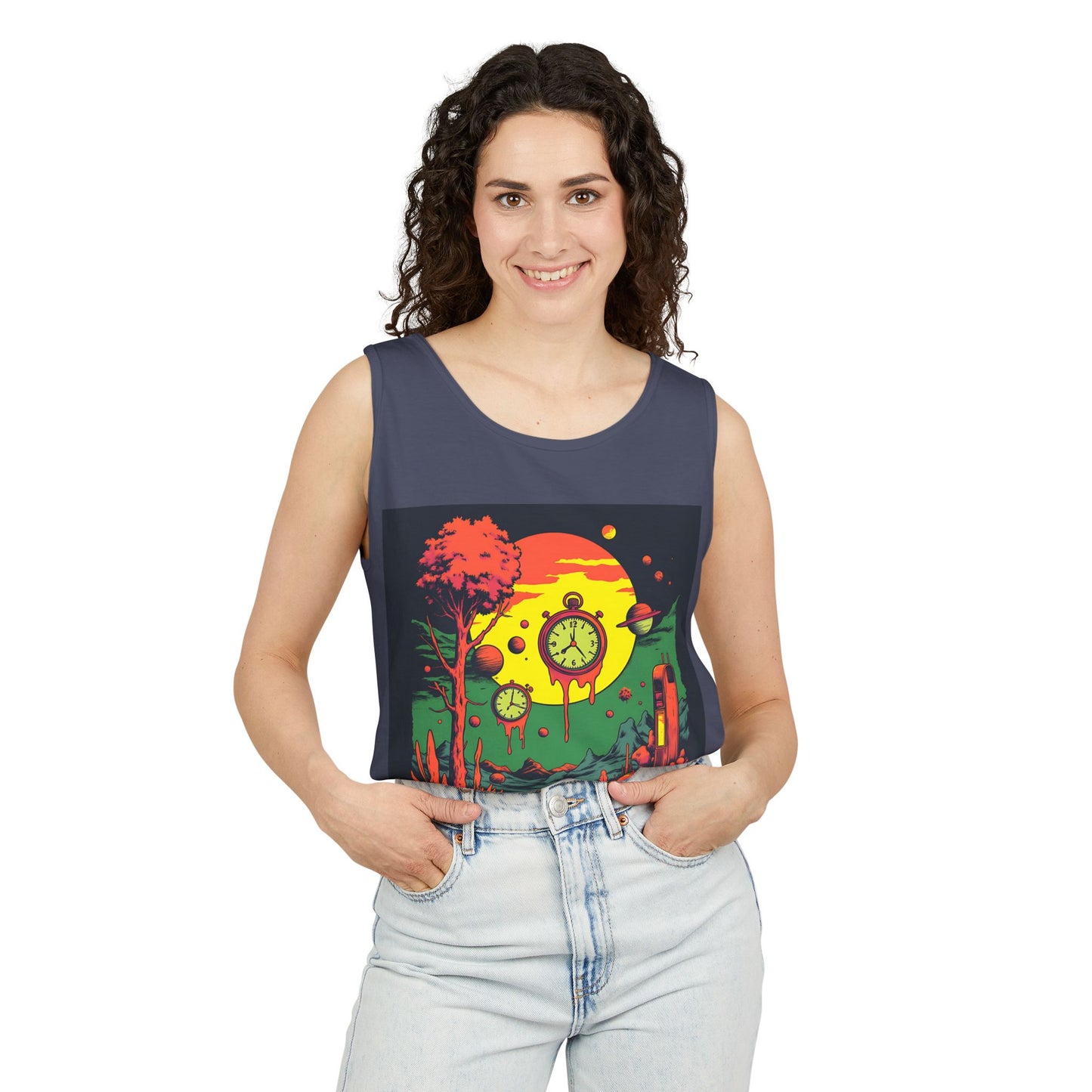 Unisex Garment-Dyed Tank Top | Surreal Dripping Geometry