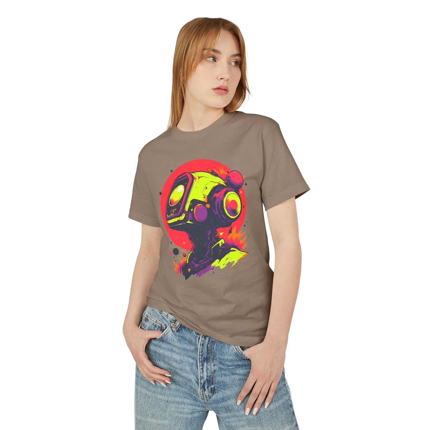 Unisex Garment-Dyed Heavyweight Cotton Tee | Y2K Abstract Robot T-Shirt Design