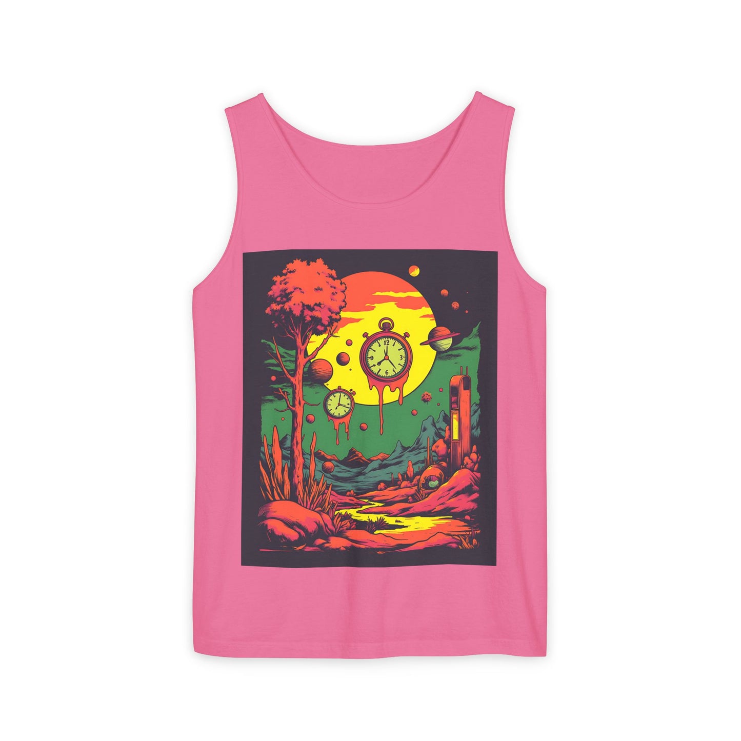 Unisex Garment-Dyed Tank Top | Surreal Dripping Geometry