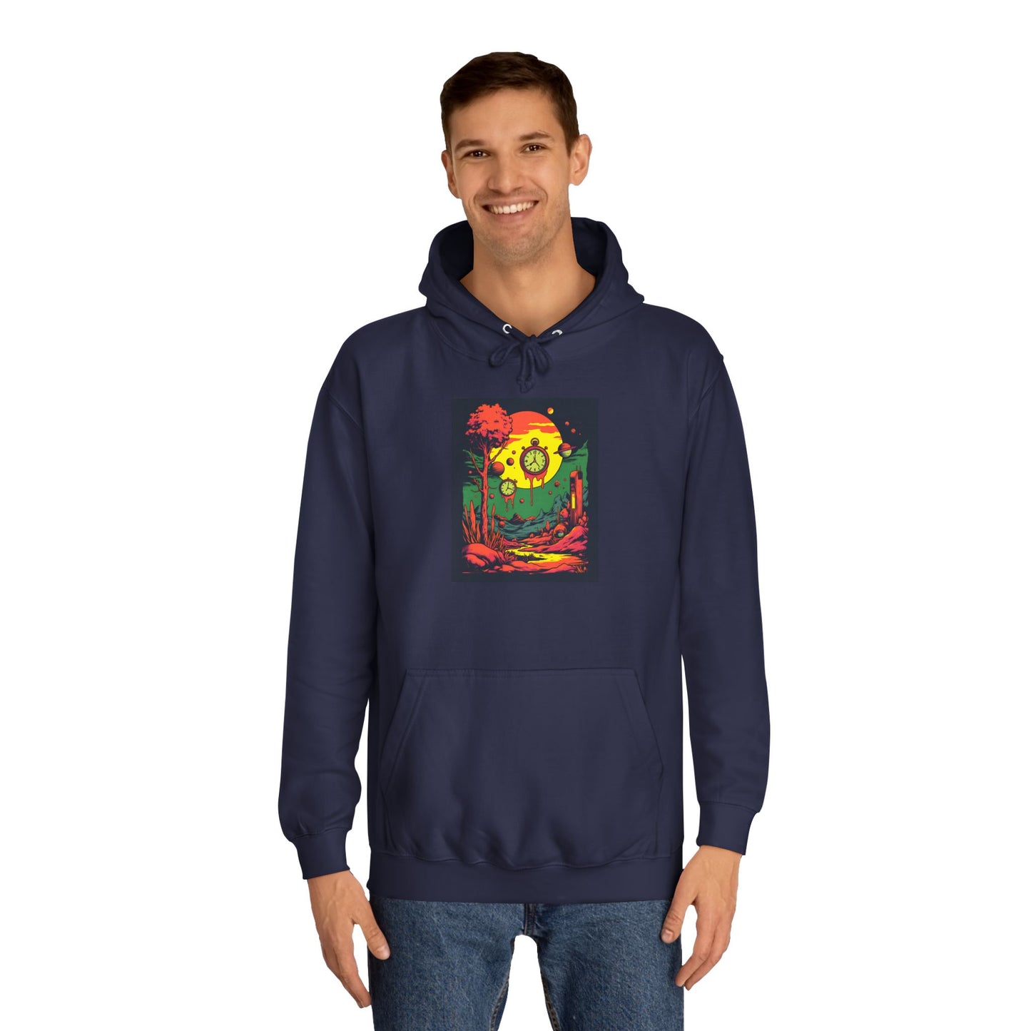 Unisex College Hoodie | Surreal Dripping Geometry