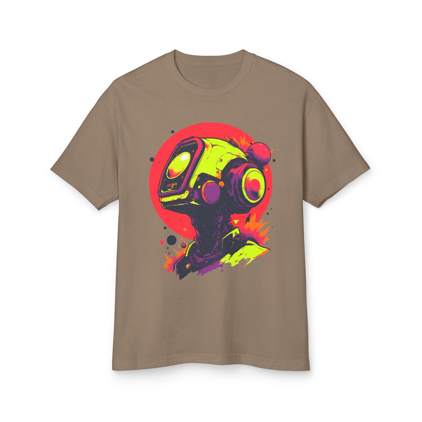 Unisex Garment-Dyed Heavyweight Cotton Tee | Y2K Abstract Robot T-Shirt Design
