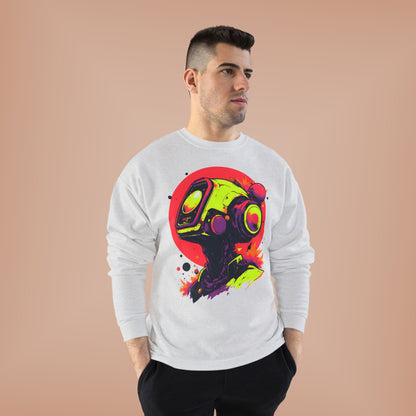Unisex EcoSmart® Crewneck Sweatshirt | Y2K Abstract Robot T-Shirt Design