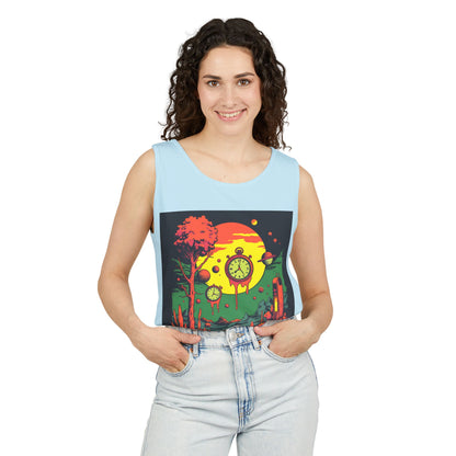 Unisex Garment-Dyed Tank Top | Surreal Dripping Geometry