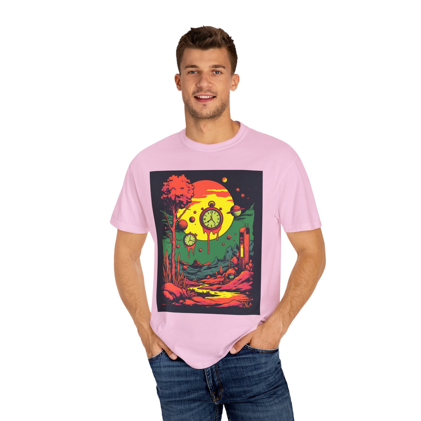Unisex Garment-Dyed T-shirt | Surreal Dripping Geometry