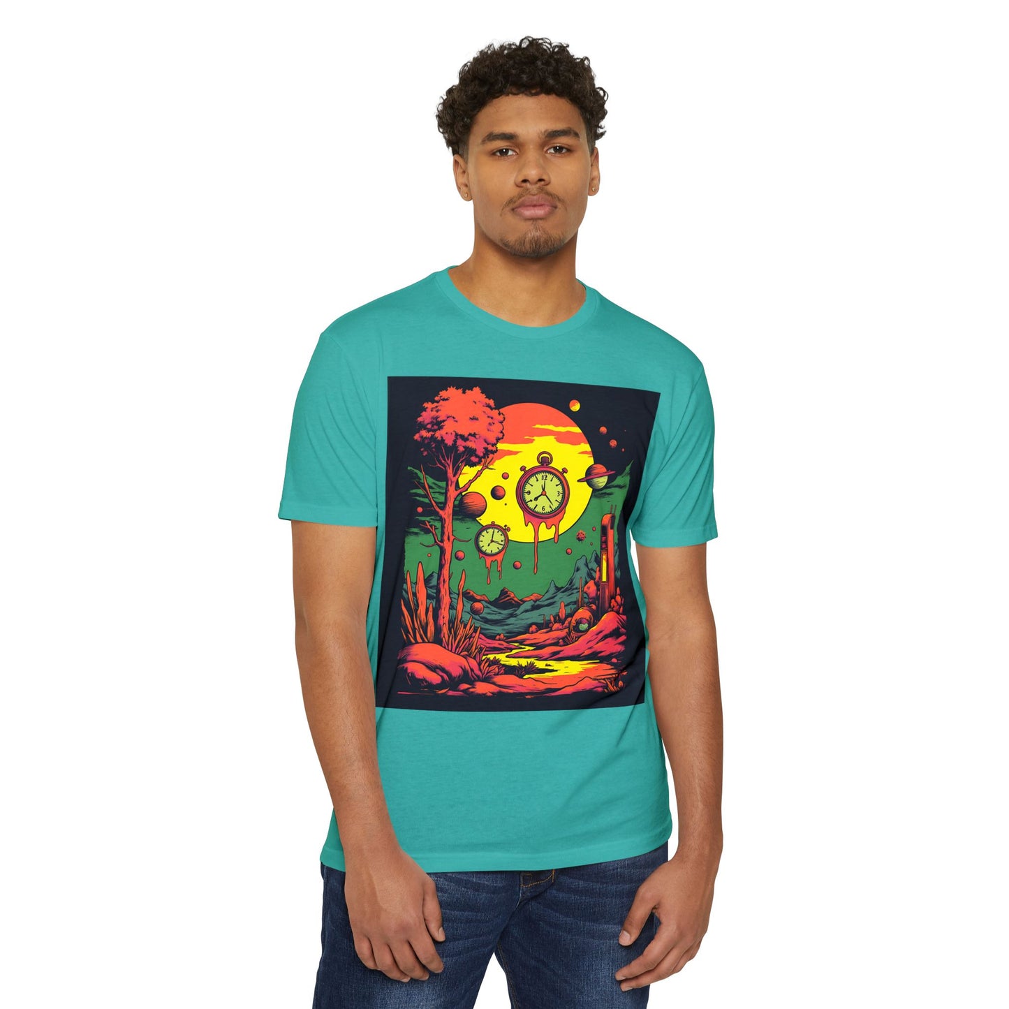 Unisex CVC Jersey T-shirt | Surreal Dripping Geometry