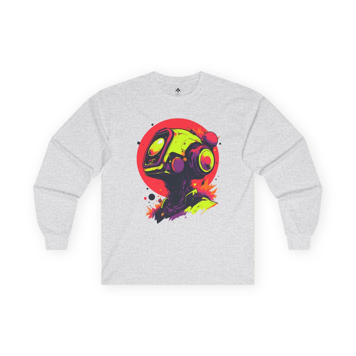 Unisex Ultra Cotton Long Sleeve Tee | Y2K Abstract Robot T-Shirt Design