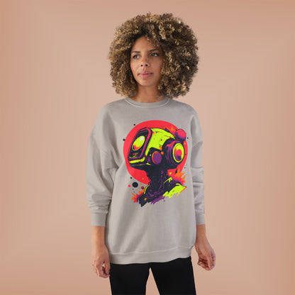 Unisex EcoSmart® Crewneck Sweatshirt | Y2K Abstract Robot T-Shirt Design
